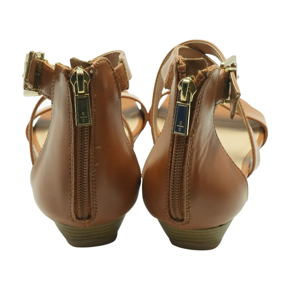 Brown Wedged Sandals - Image 2