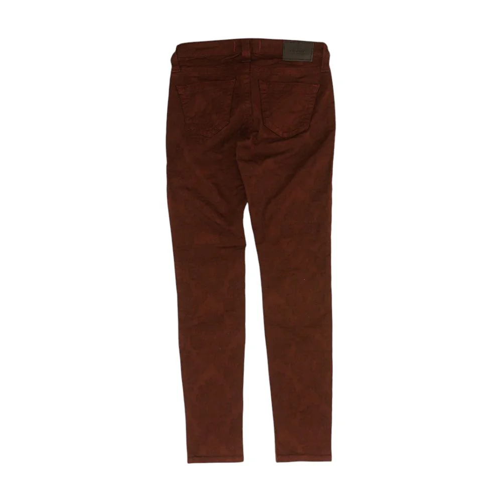 Burgundy Mid Rise Skinny Leg Jeans - Image 2