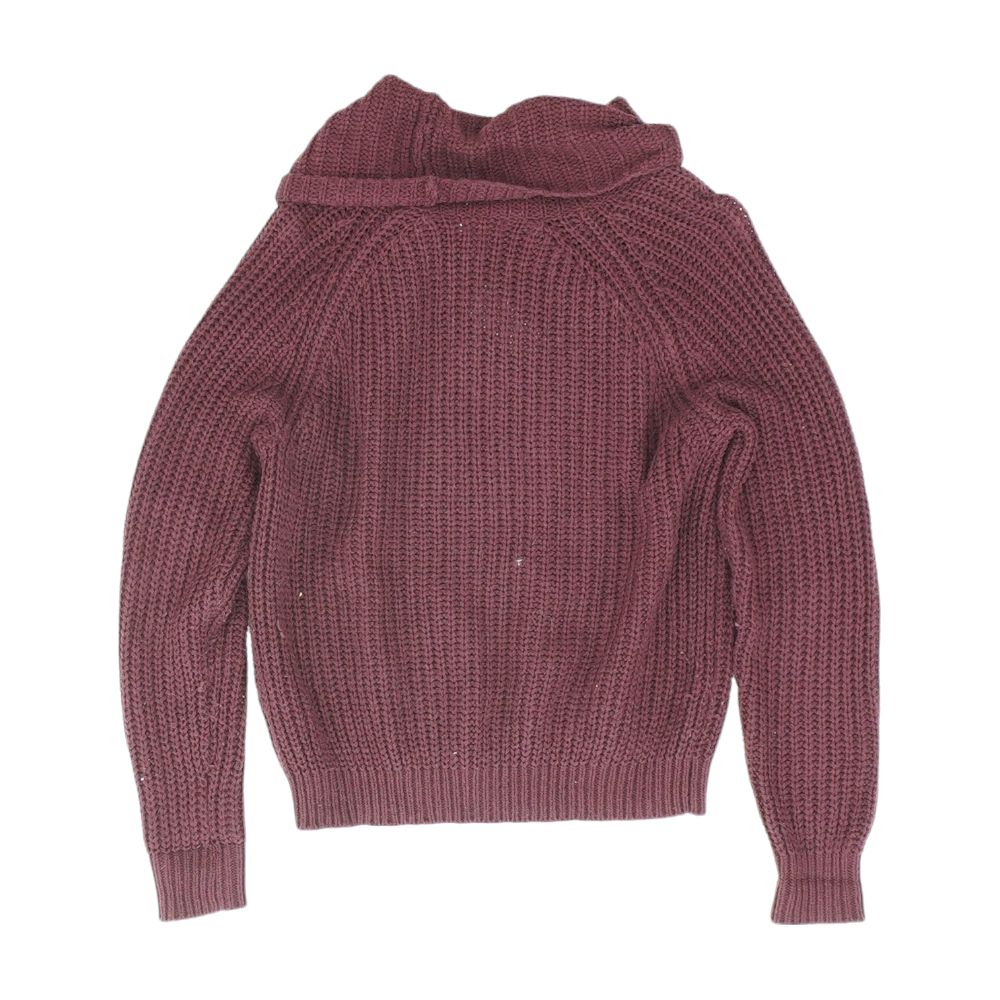 Burgundy Solid Cowl Neck Knit Top - Image 2