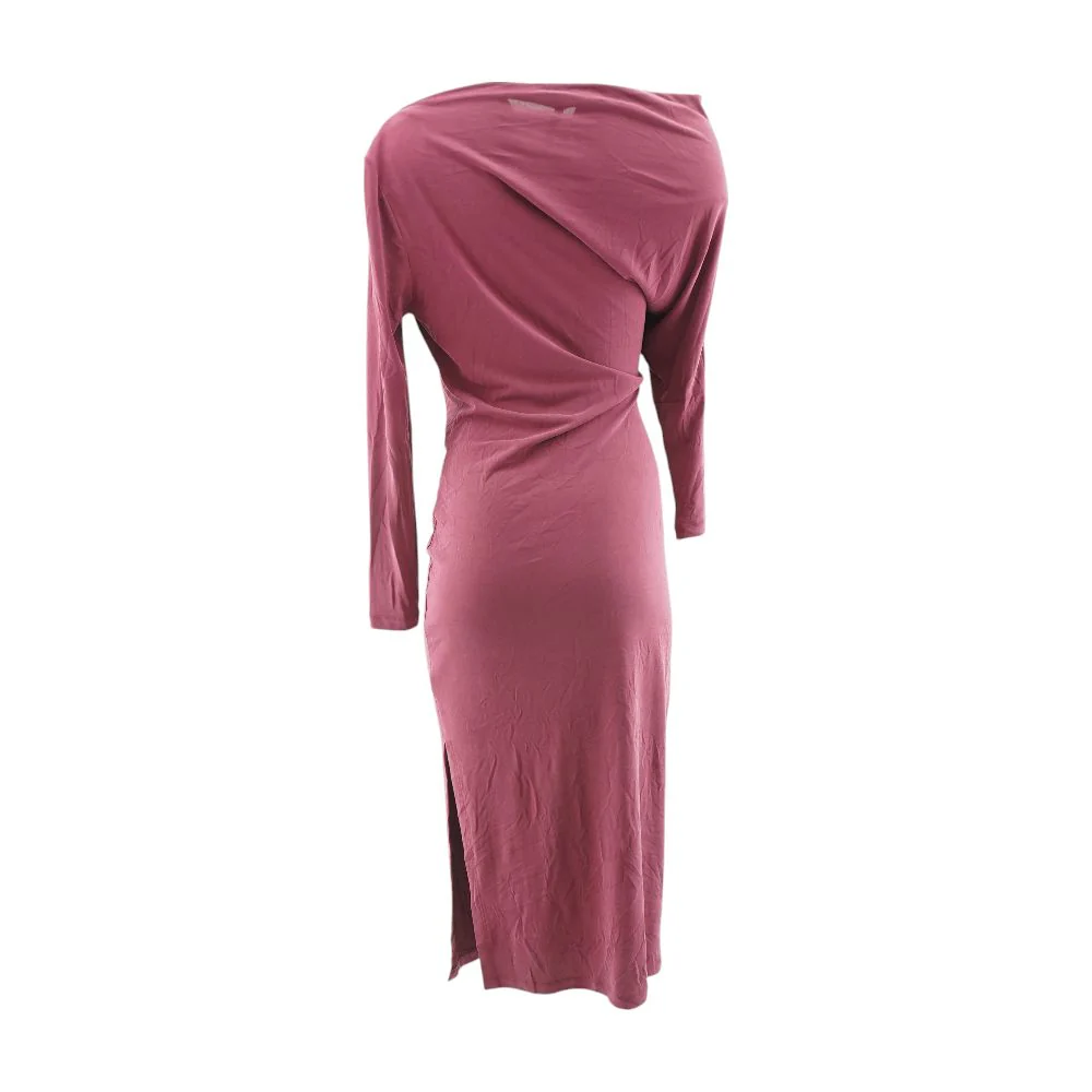 Burgundy Solid Maxi Dress - Image 2