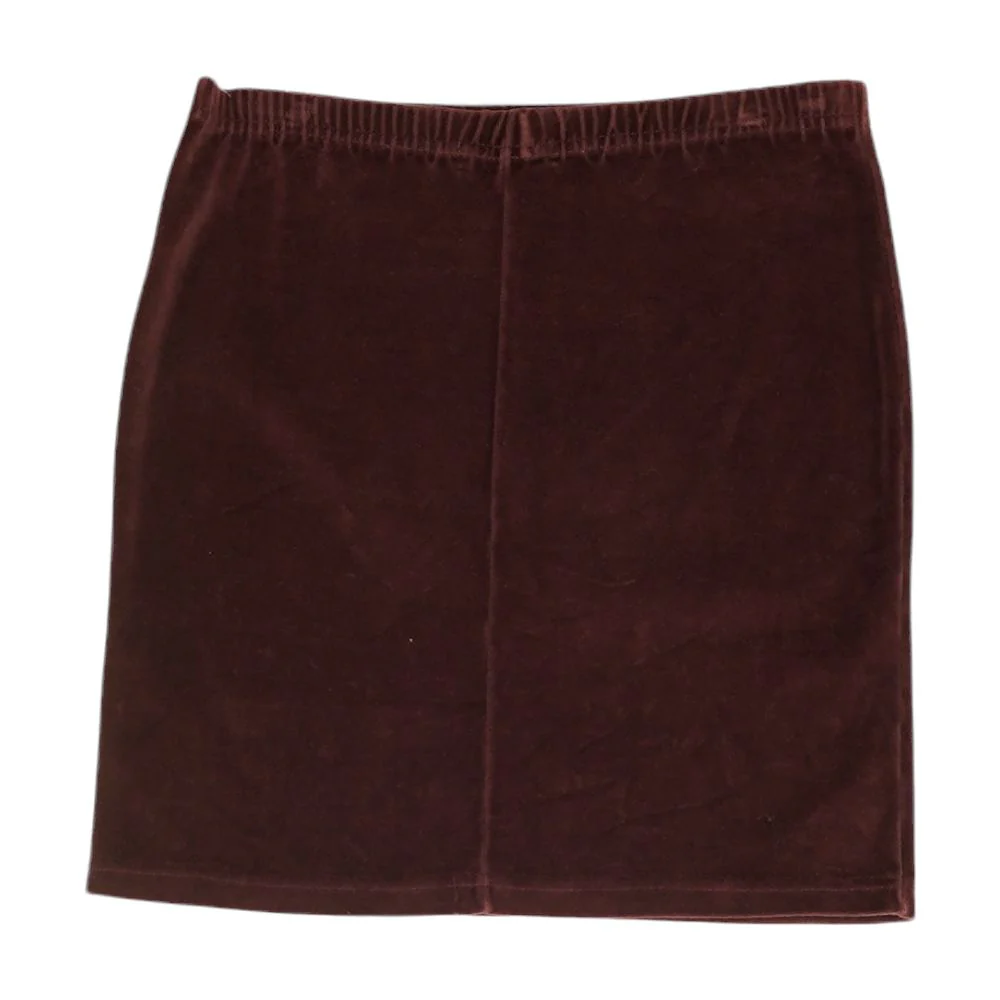 Burgundy Solid Midi Skirt - Image 2