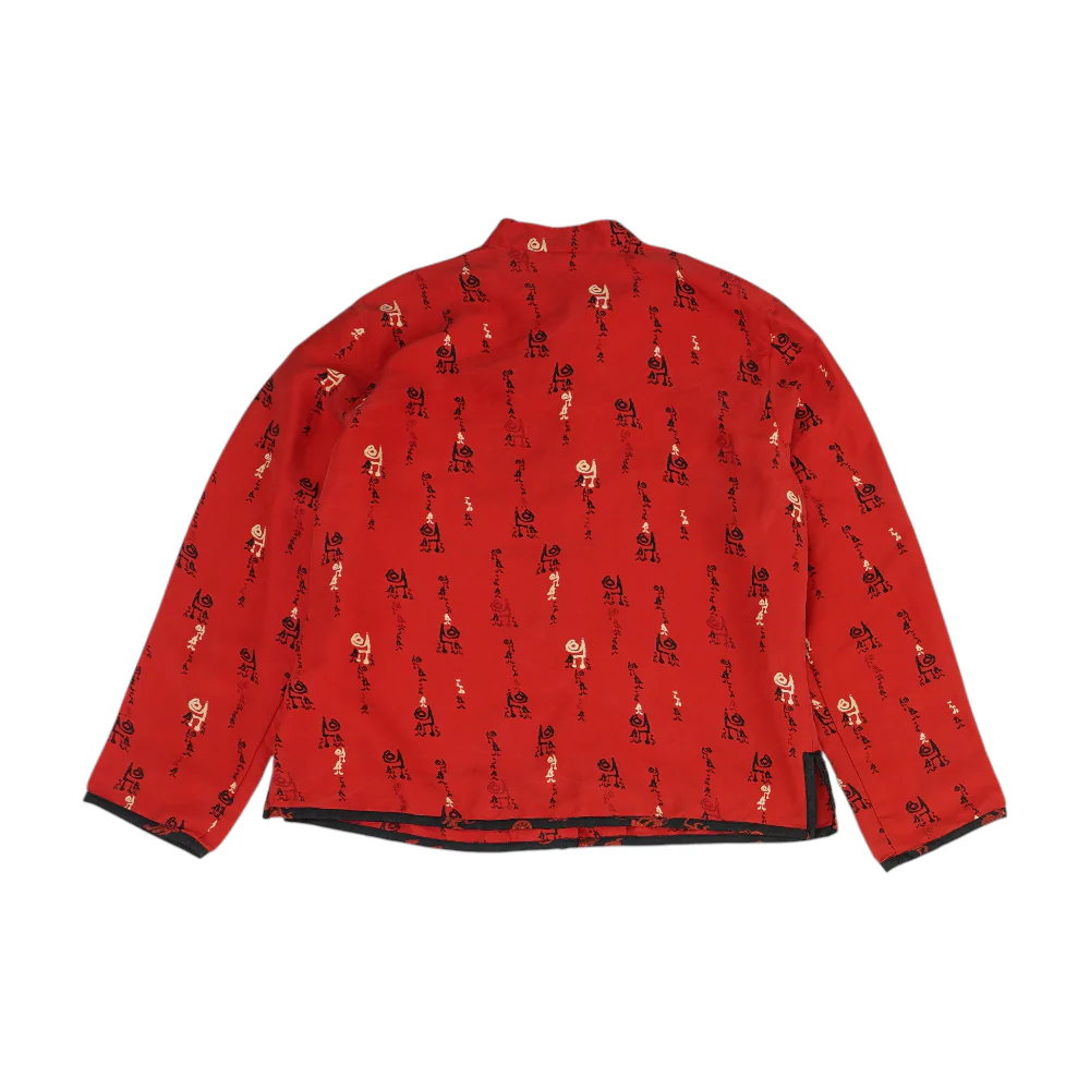 Vintage Red Silk Print Button Down - Image 2