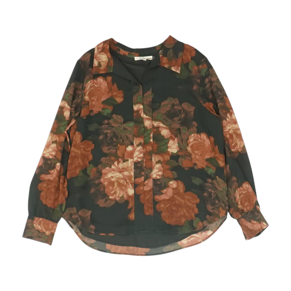 Black Floral Button Down