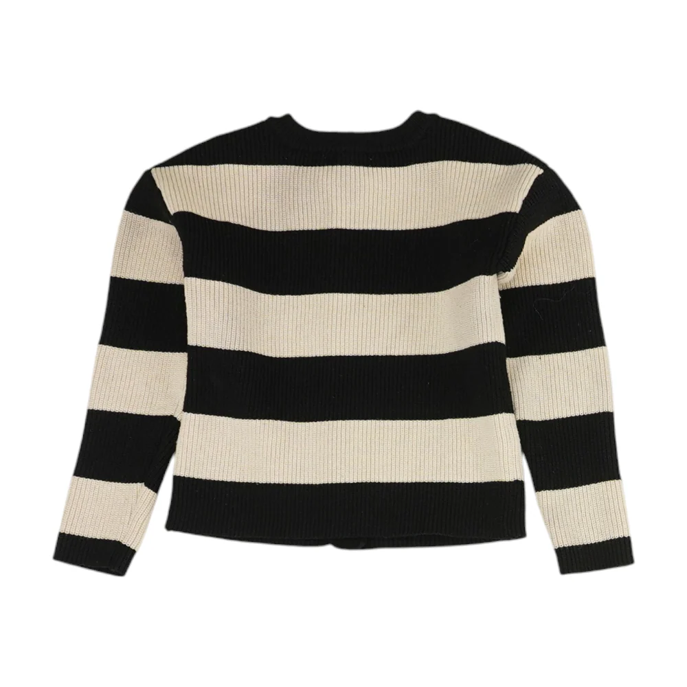 Black Striped Cardigan Sweater - Image 2