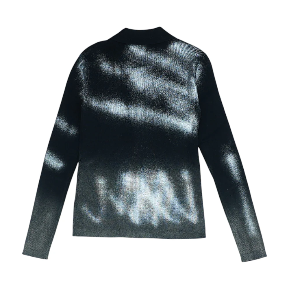 Black Color Block Cardigan Sweater - Image 2