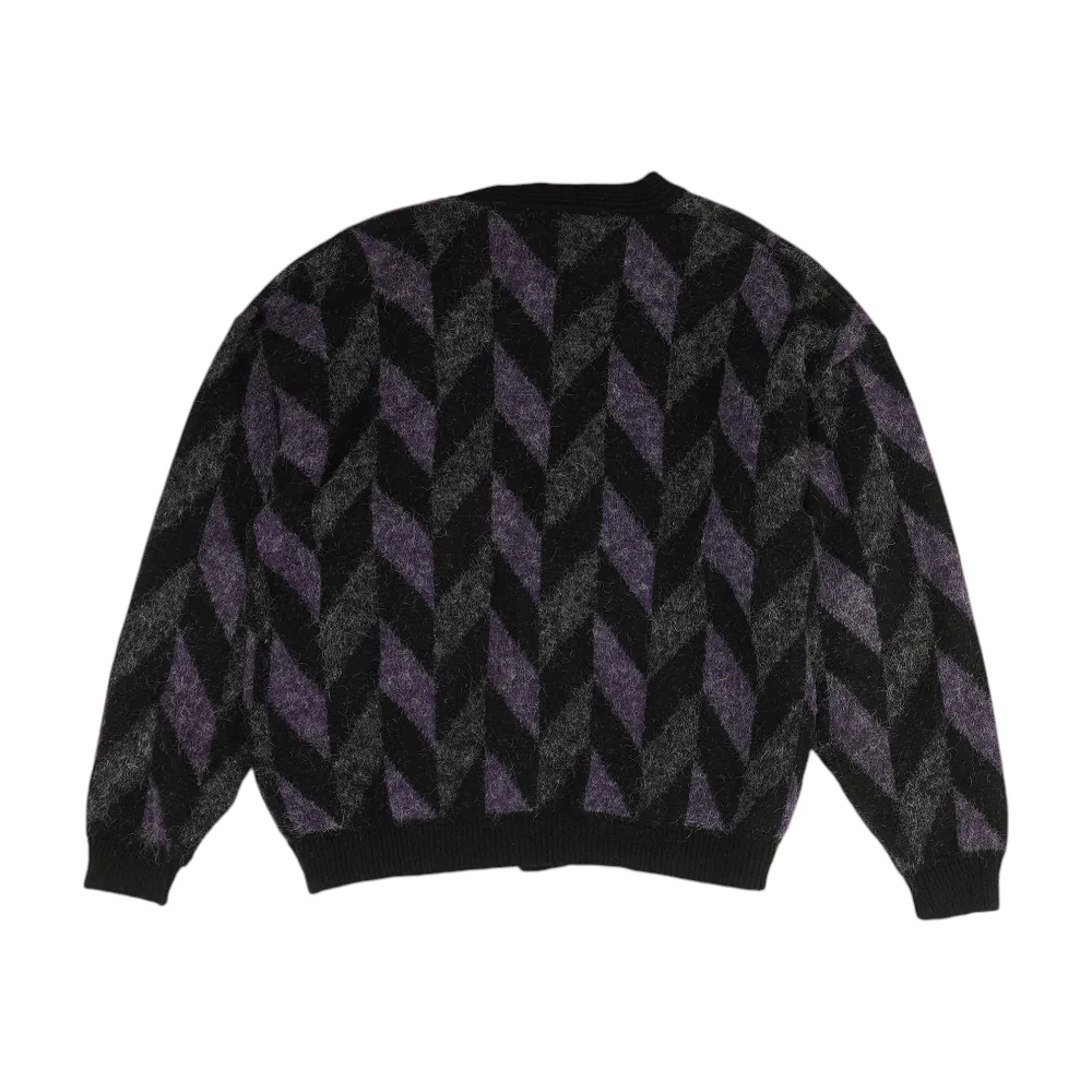 Vintage Purple Chevron Cardigan Sweater - Image 2