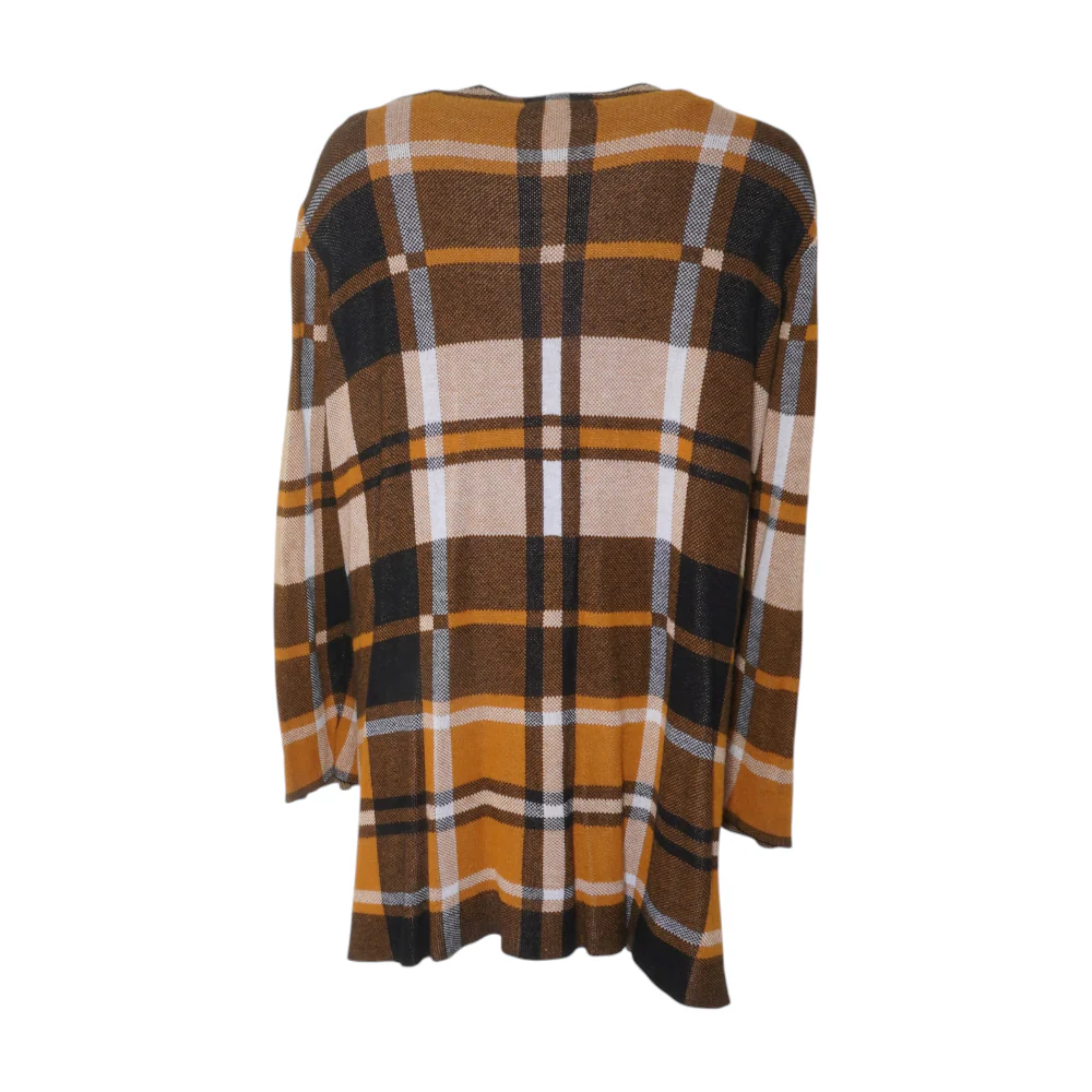 Mustard Plus Plaid Cardigan Sweater - Image 2