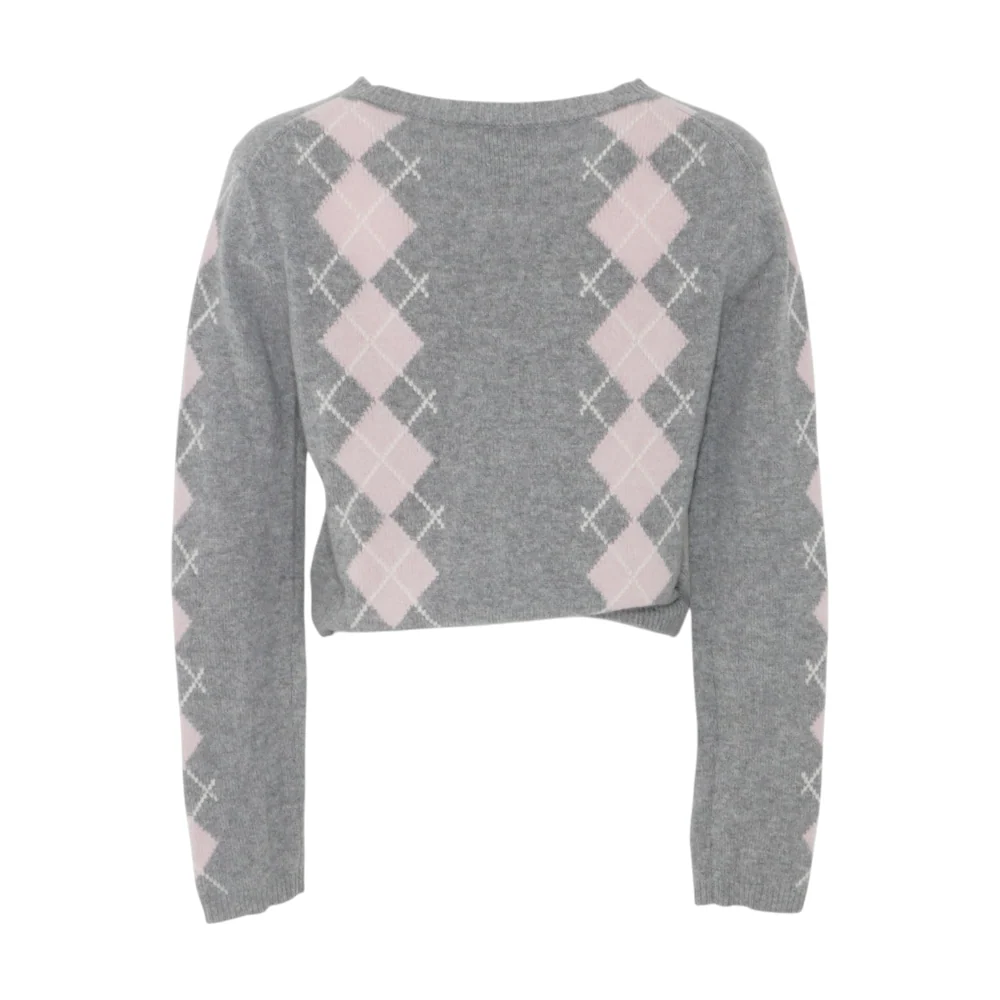 Pink Argyle Cardigan Sweater - Image 2