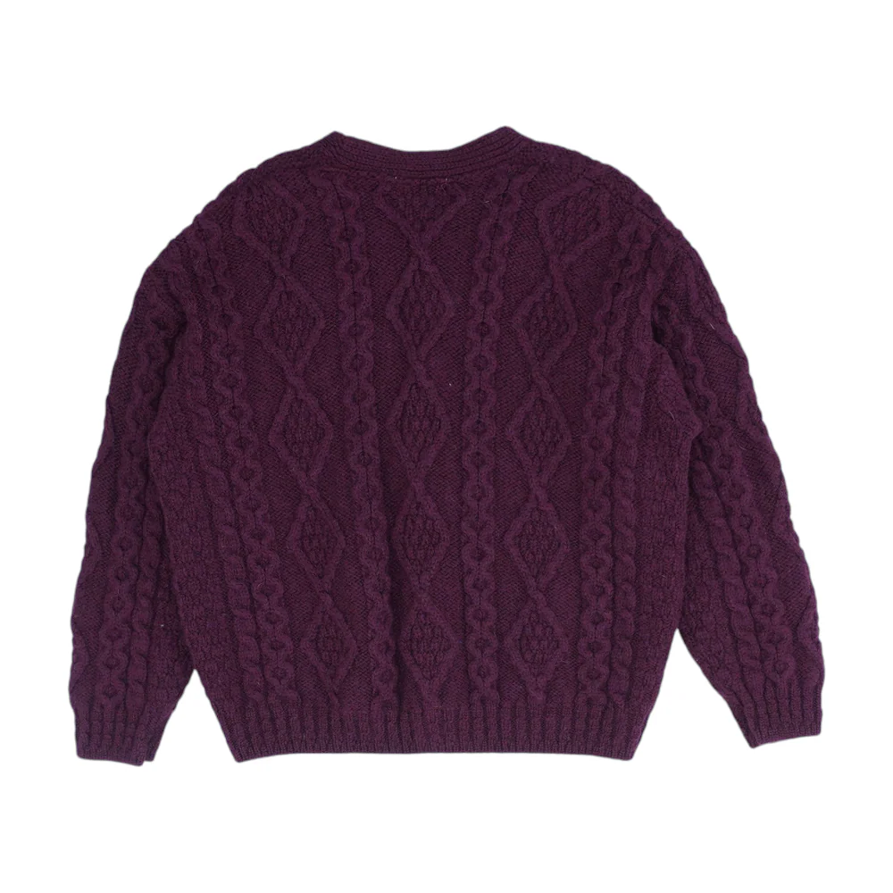 Maroon Solid Cardigan Sweater - Image 2