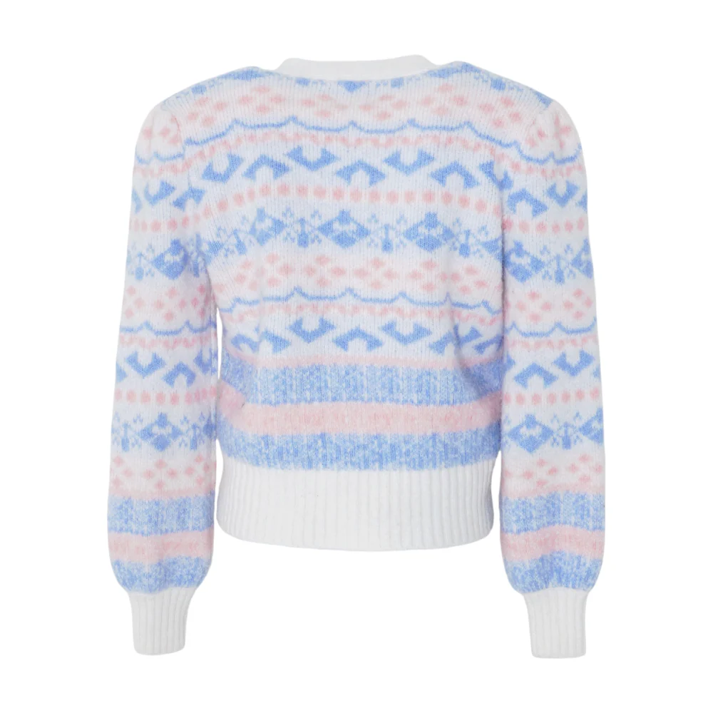 White Abstract Cardigan Sweater - Image 2