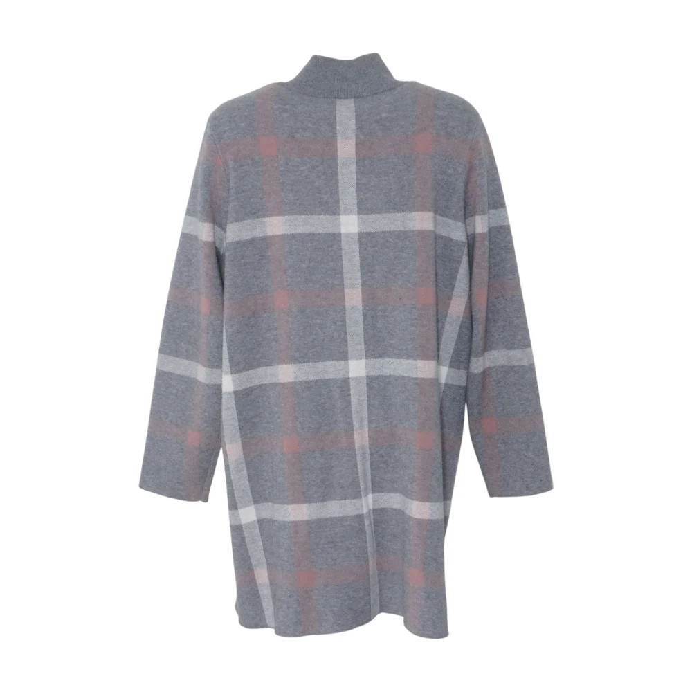 Gray Plus Check Cardigan Sweater - Image 2