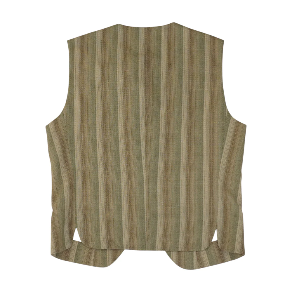 Beige Striped Casual Vest - Image 2
