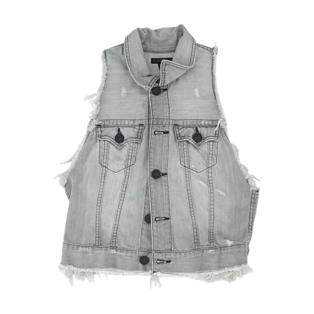 Blue Solid Casual Vest