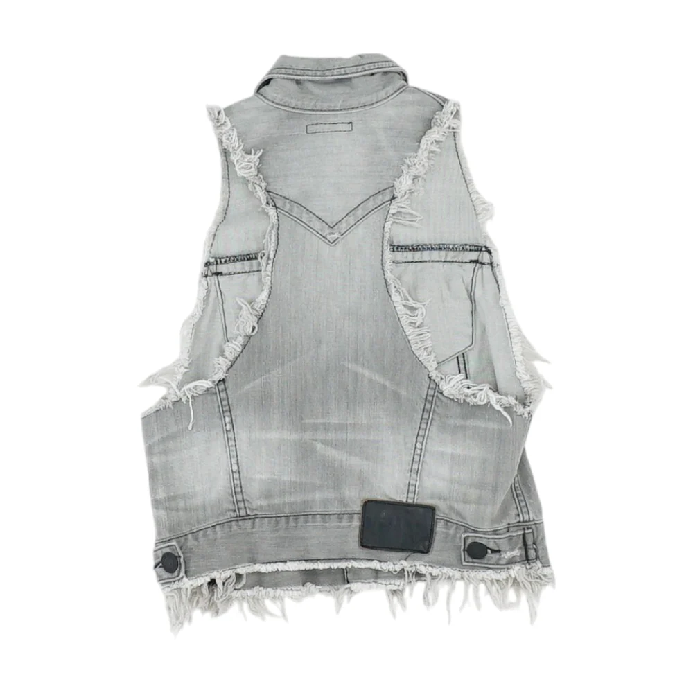 Blue Solid Casual Vest - Image 2