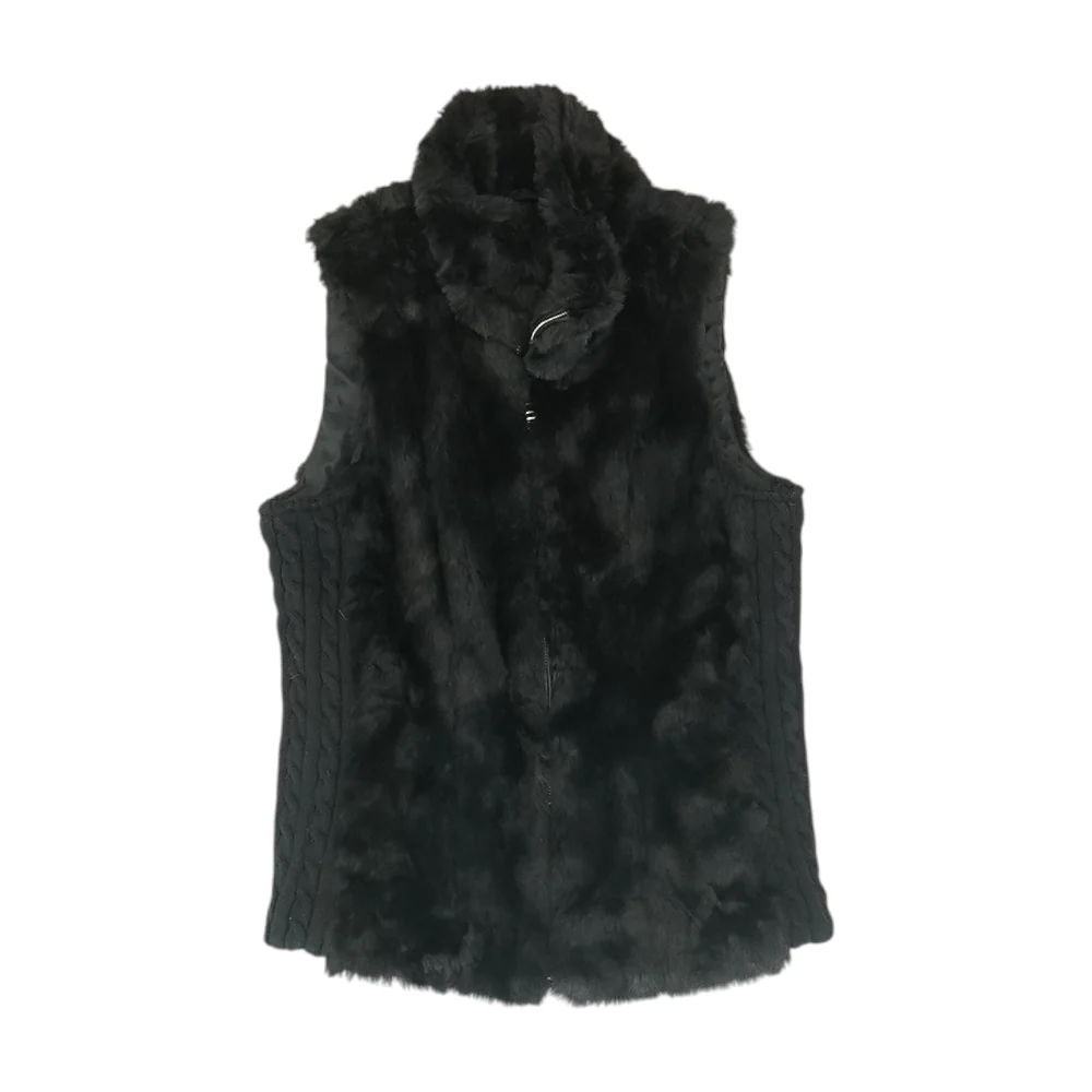 Black Solid Casual Vest