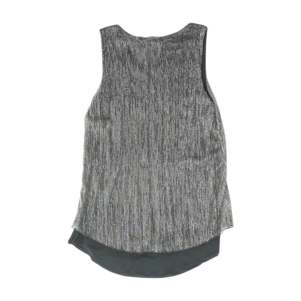 Charcoal Striped Sleeveless Blouse - Image 2