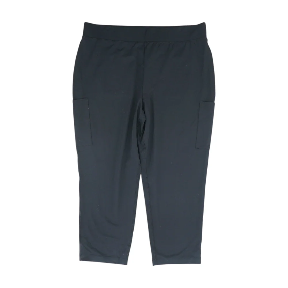 Black Solid Active Capris