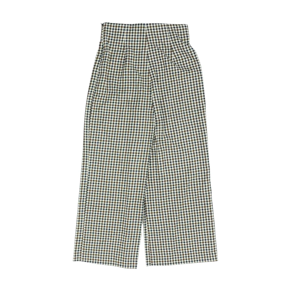 Beige Check Wide Leg Pants - Image 2