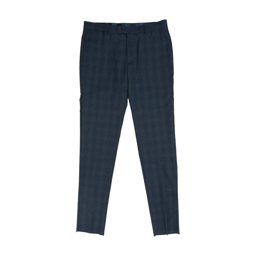 Navy Plaid Regular Pants