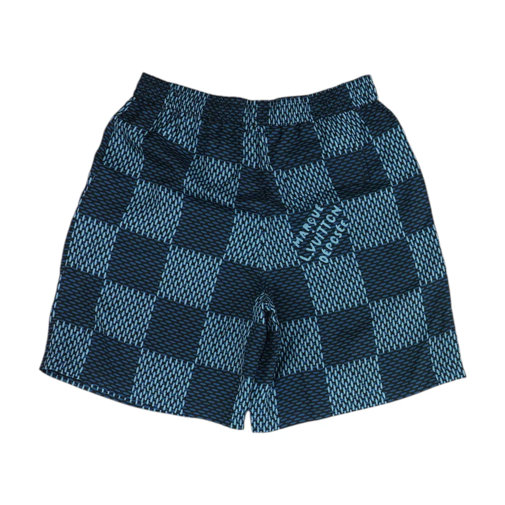 Blue Damier Silk Shorts - Image 2