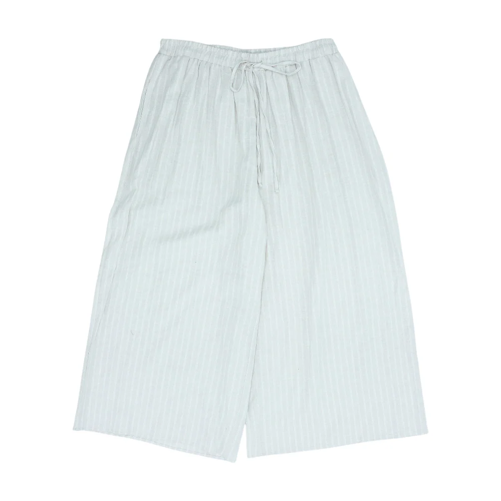Beige Striped Wide Leg Pants