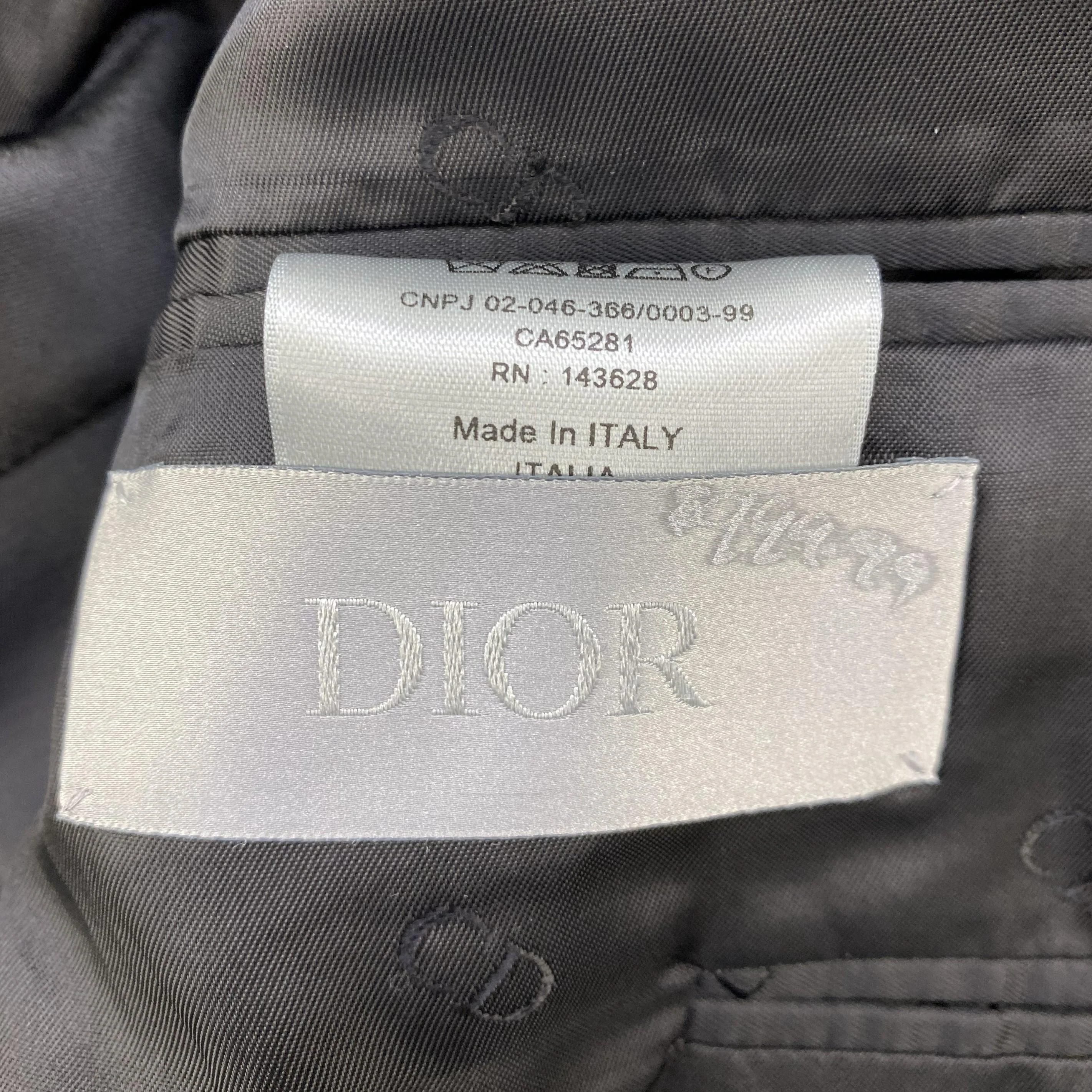 Navy CD Diamond-Print Virgin-Wool Suit - Image 3
