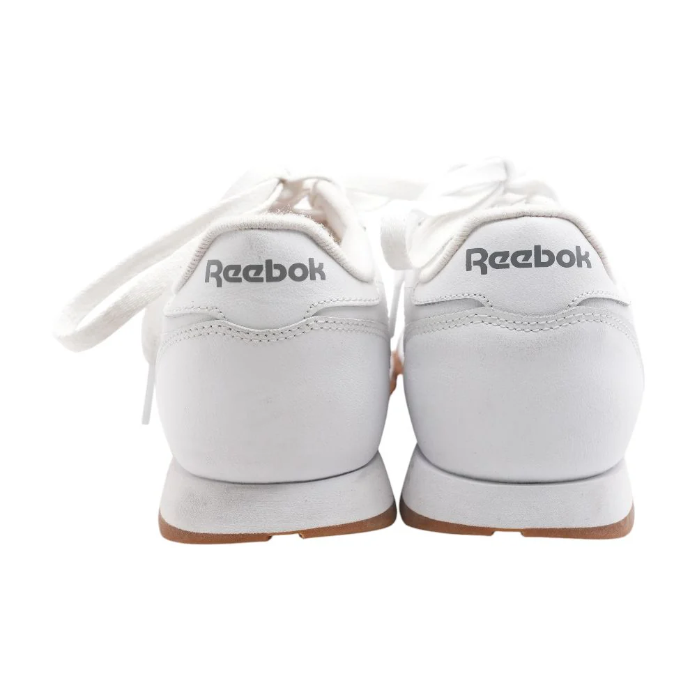 Classic Leather White Low Top Athletic Shoes - Image 2