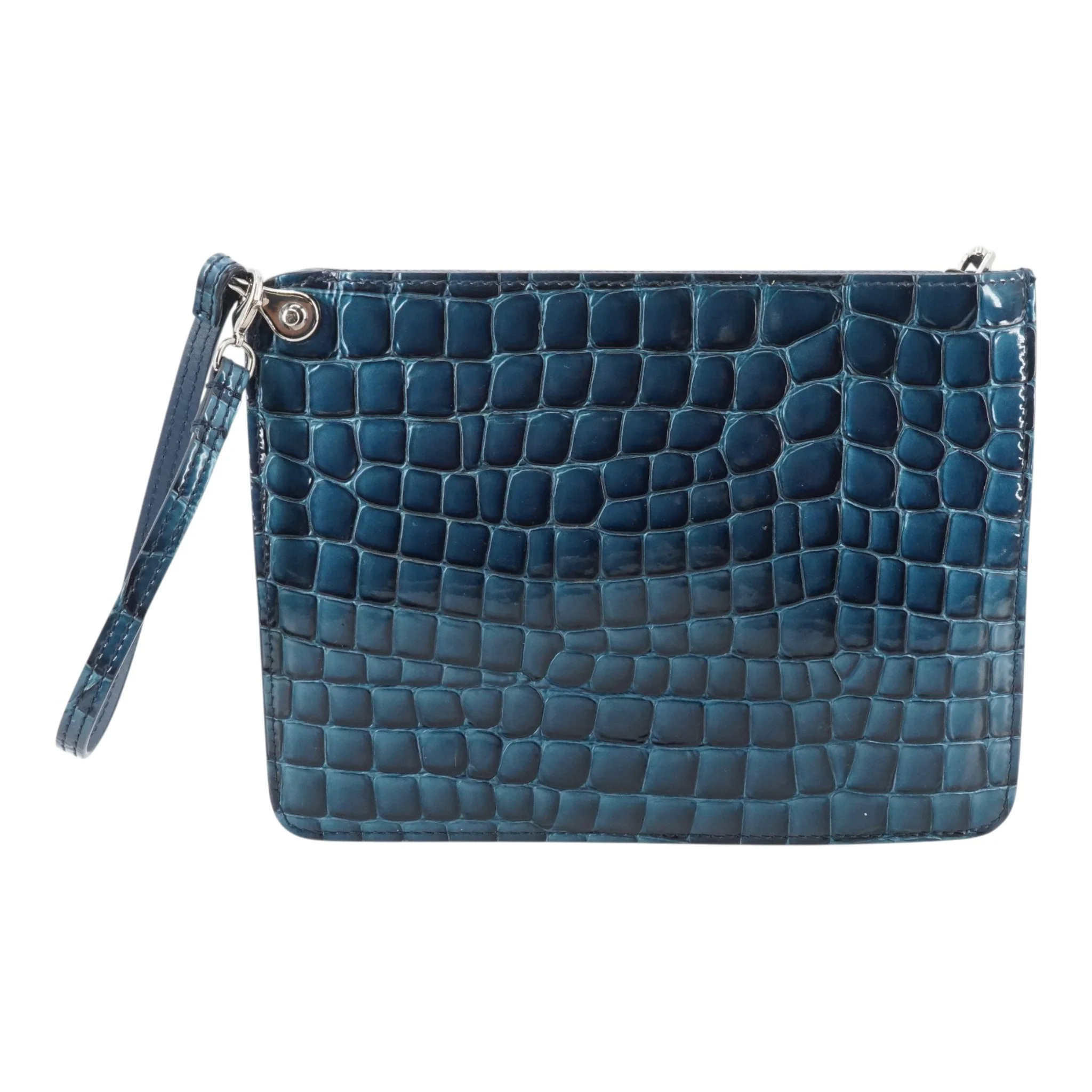 Croc Embossed Pouch in Blue - Image 2