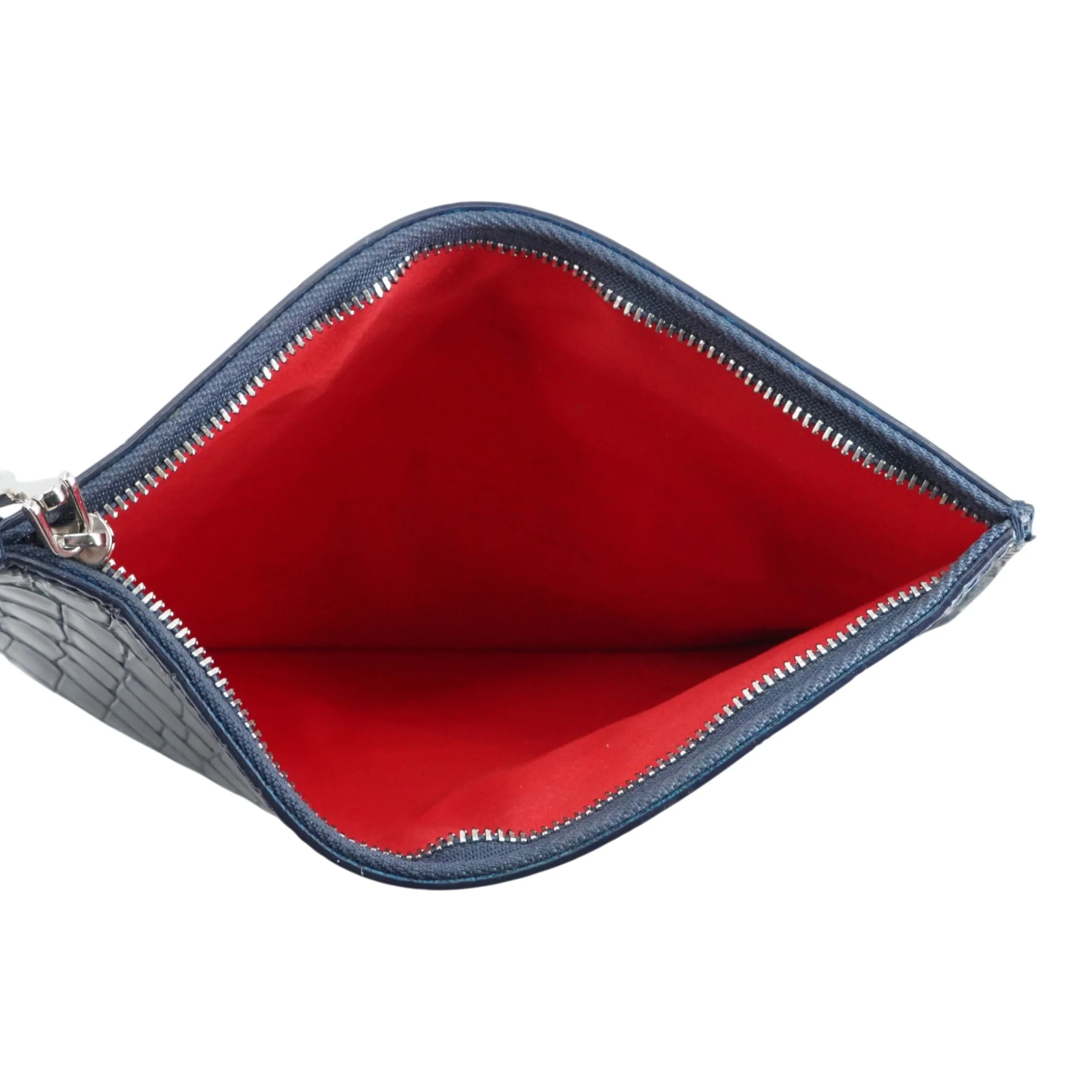 Croc Embossed Pouch in Blue - Image 3