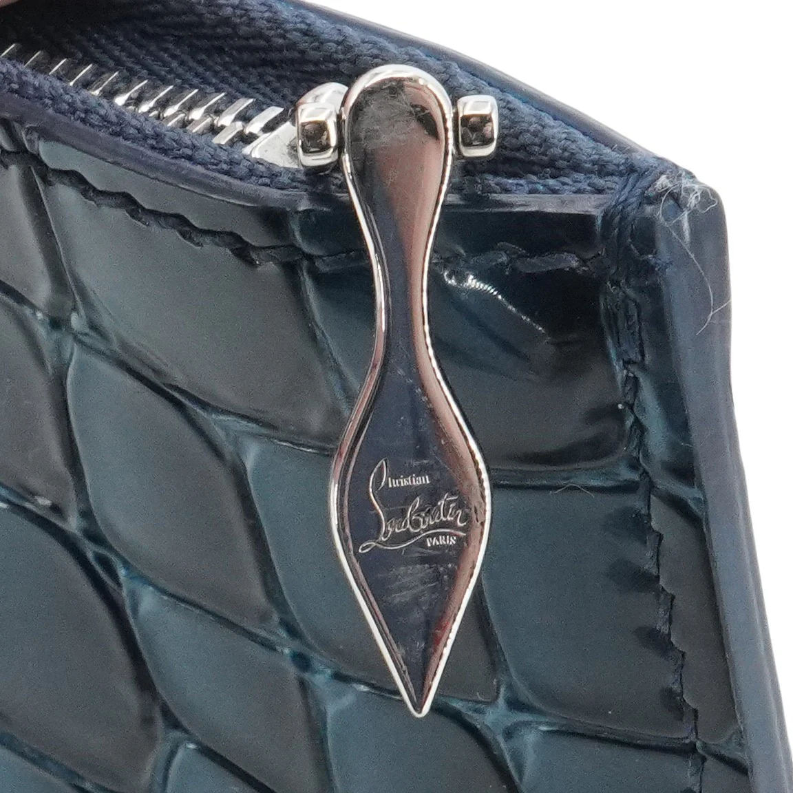 Croc Embossed Pouch in Blue - Image 4