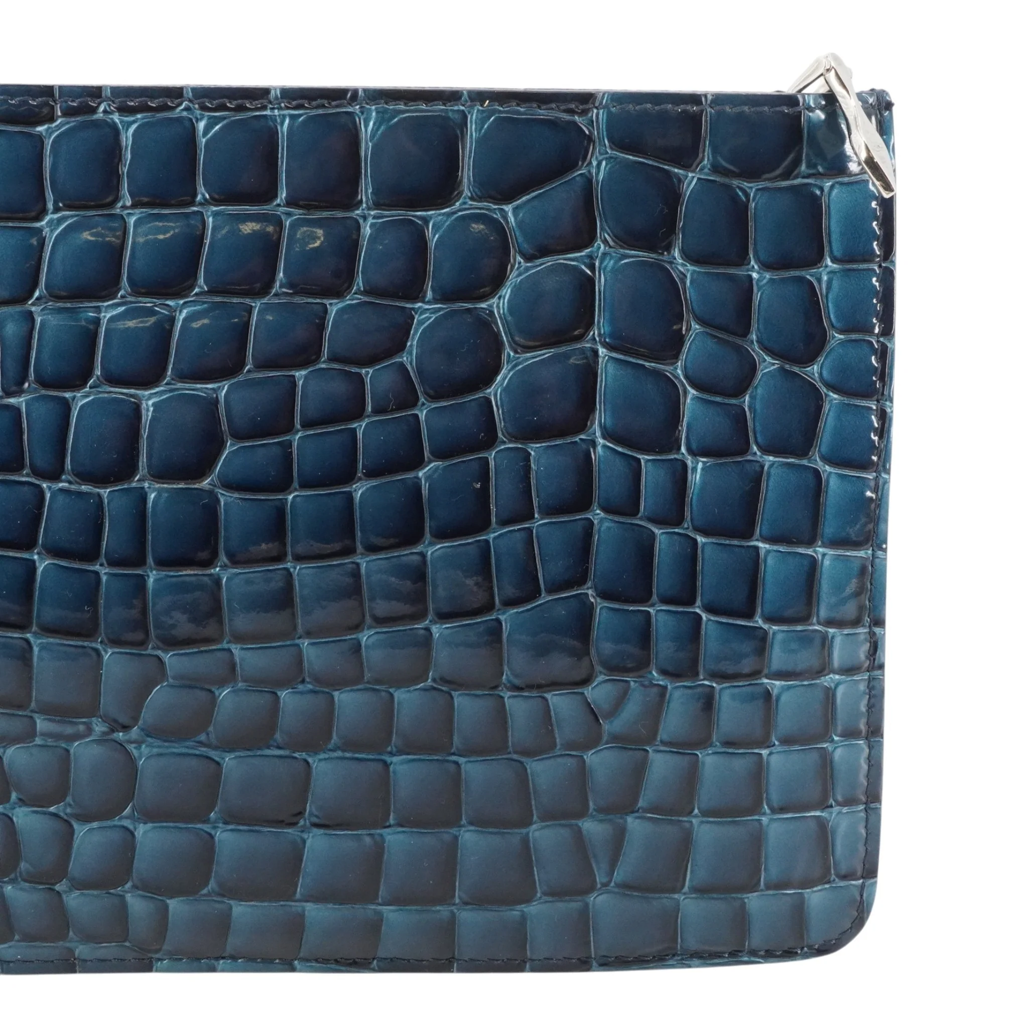 Croc Embossed Pouch in Blue - Image 5