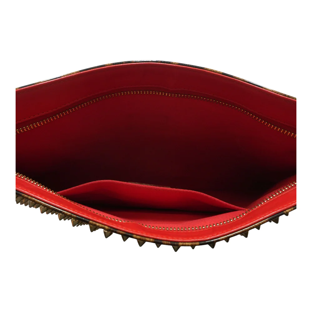 Loubiposh Spiked Leopard Print Patent Leather Clutch - Image 4