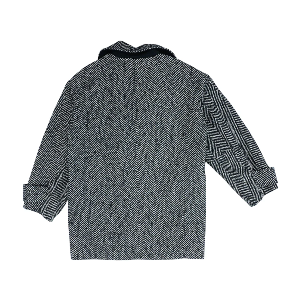 Black Herringbone Coat - Image 2