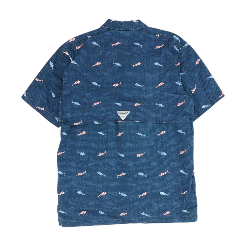 Navy Print Short Sleeve Button Down - Image 2