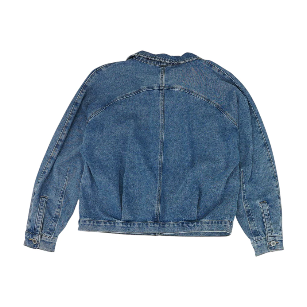 Blue Solid Denim Jacket - Image 2