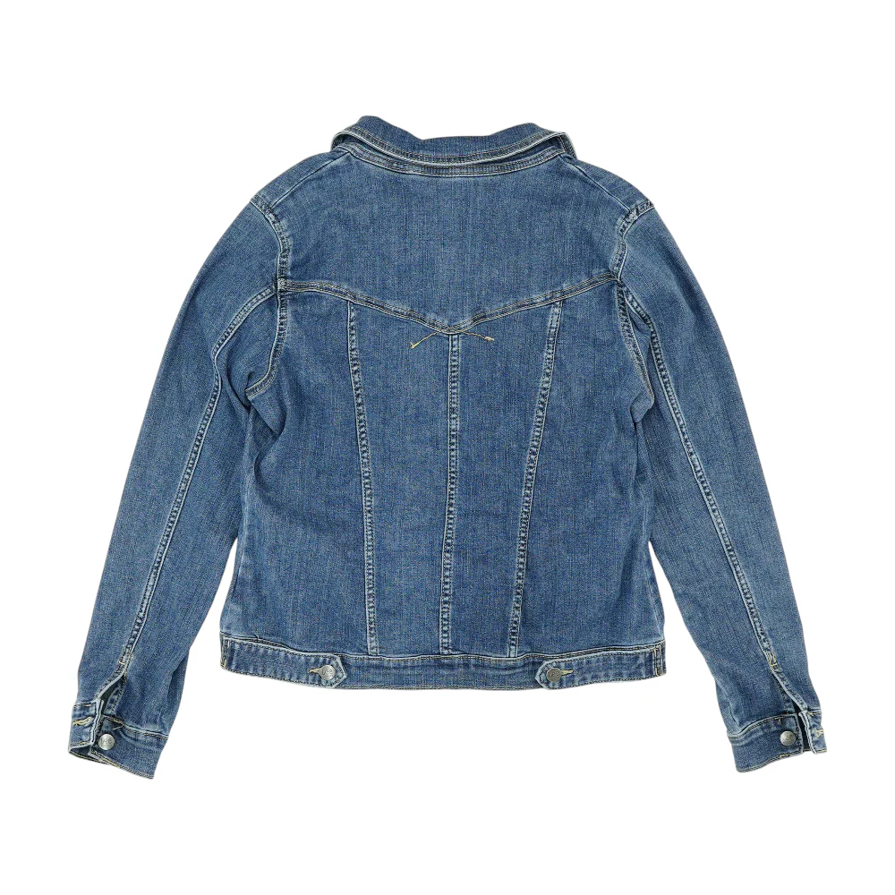 Blue Solid Denim Jacket - Image 2