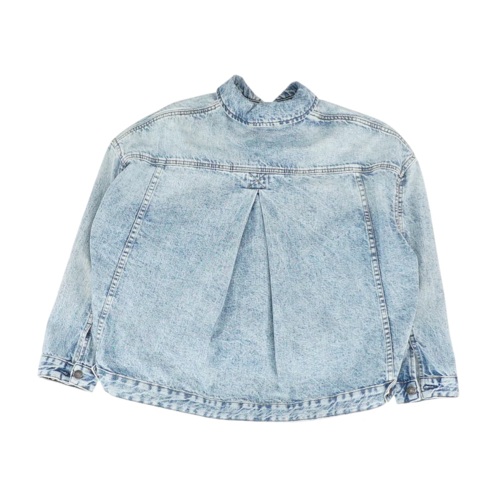 Blue Solid Denim Jacket - Image 2