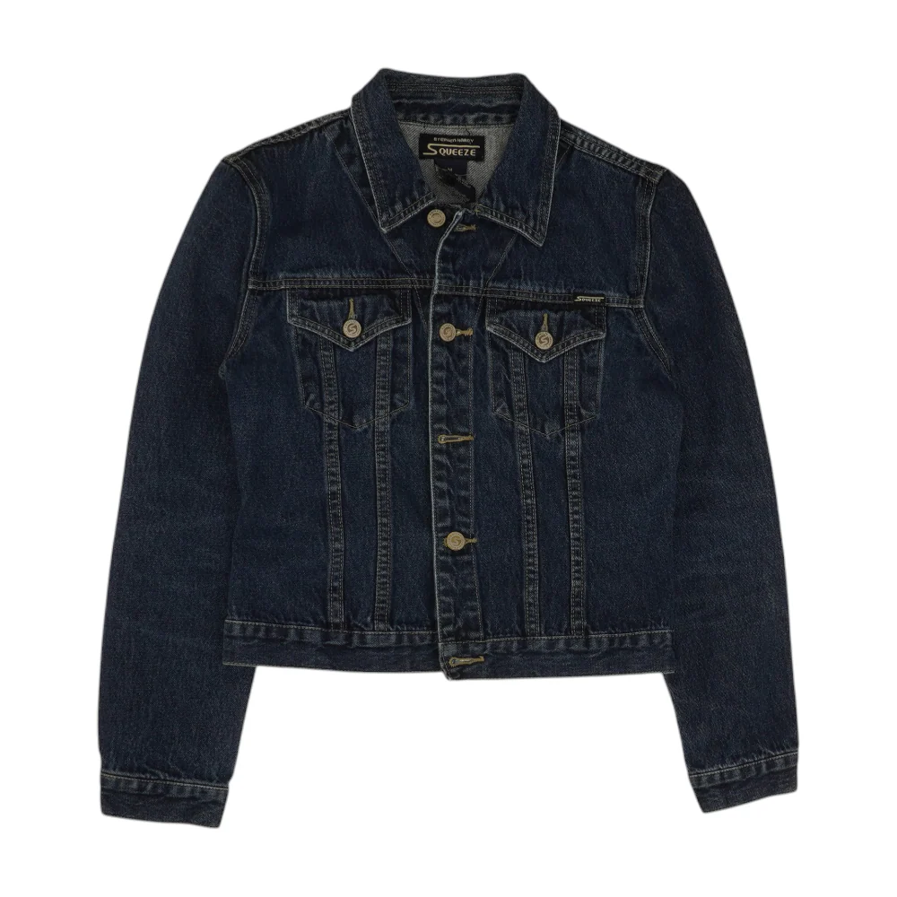 Blue Solid Denim Jacket - Image 2