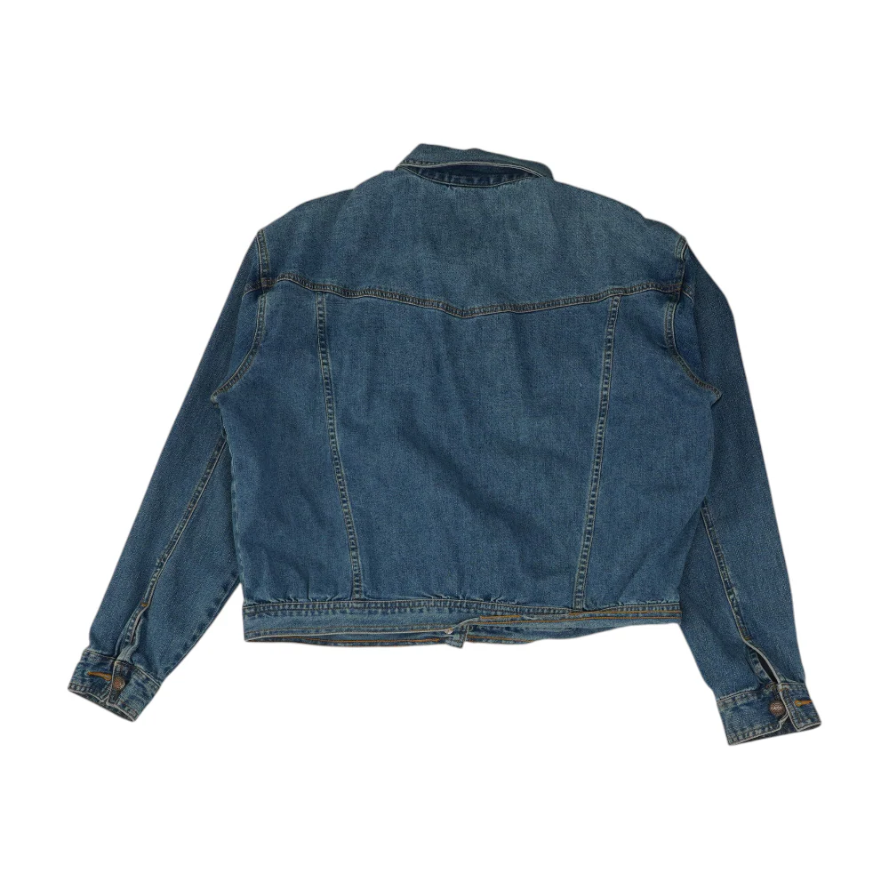 Vintage Blue Solid Denim Jacket - Image 2