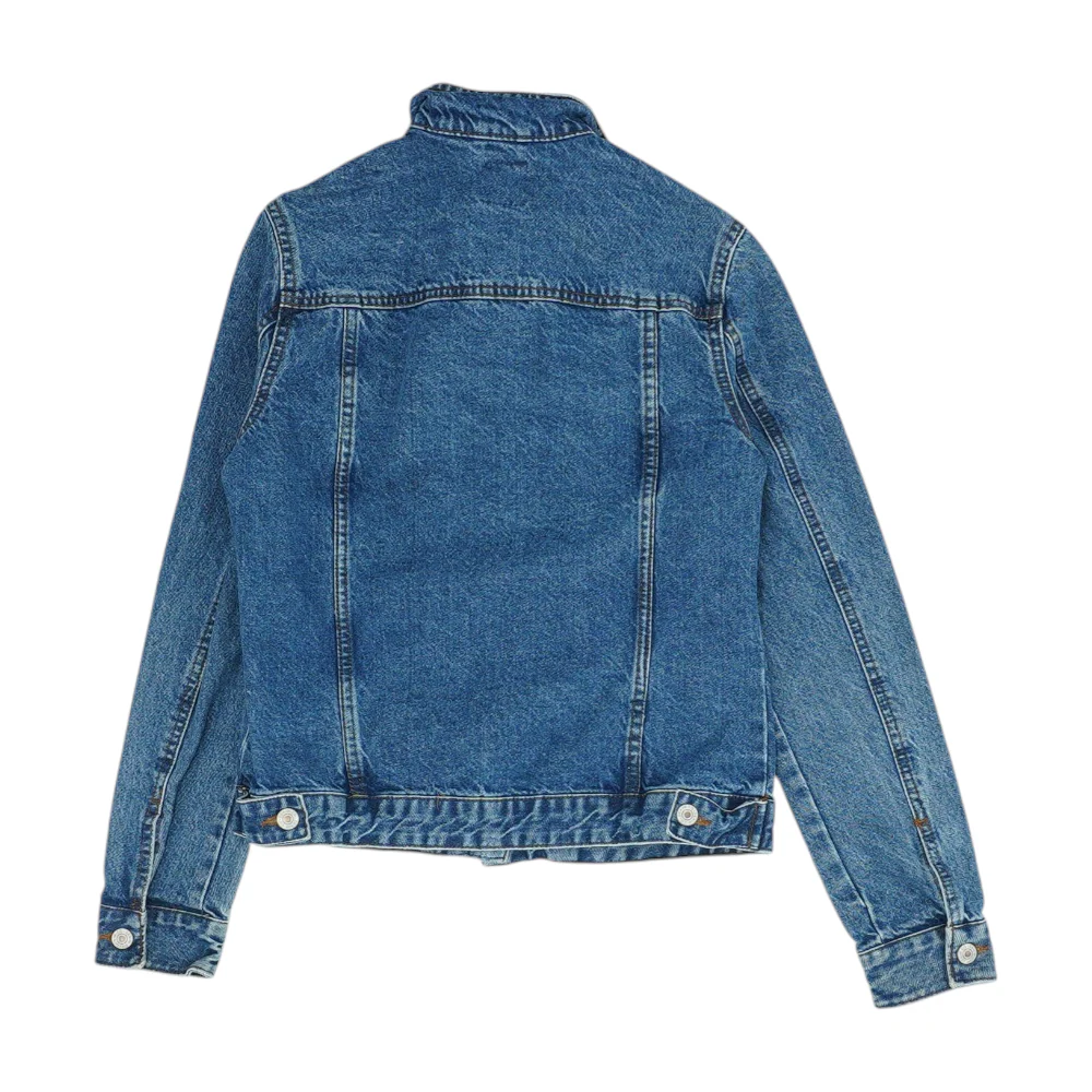 Blue Solid Denim Jacket - Image 2