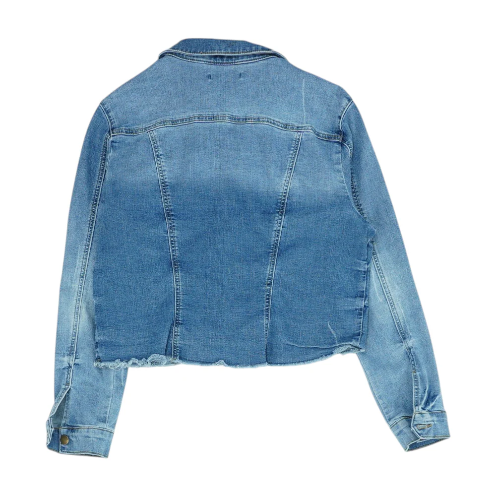 Blue Solid Denim Jacket - Image 2
