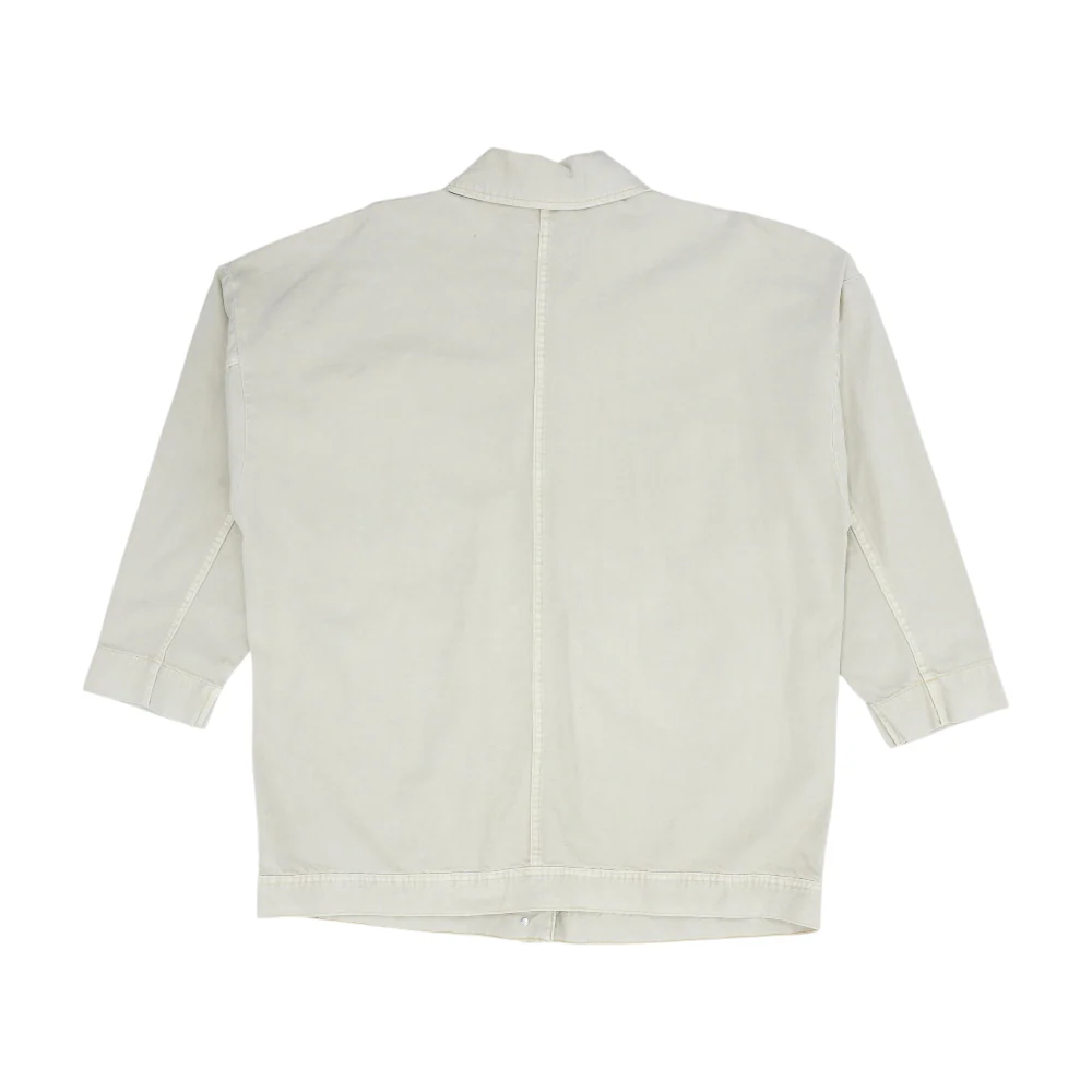 Beige Solid Denim Jacket - Image 2