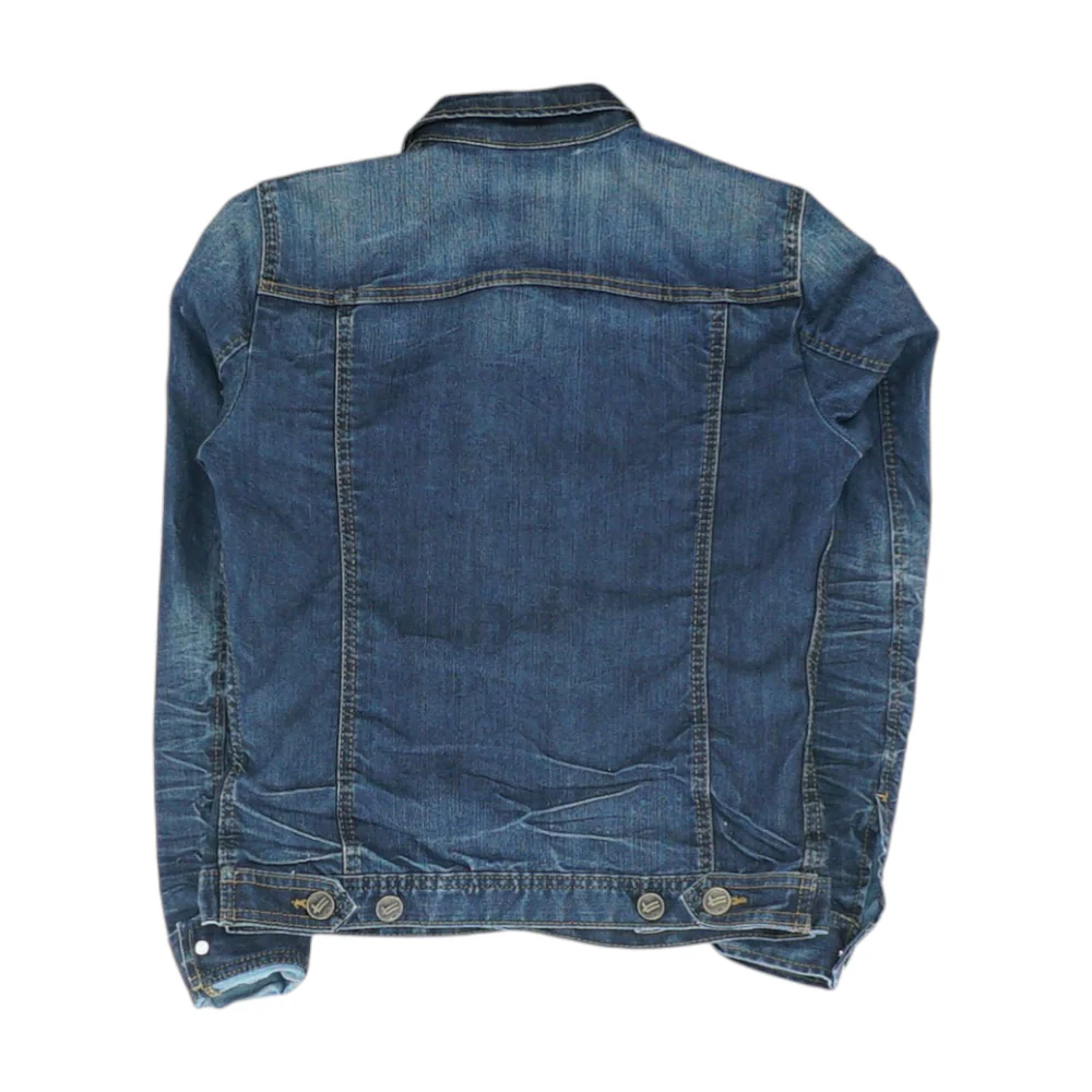 Blue Solid Denim Jacket - Image 2