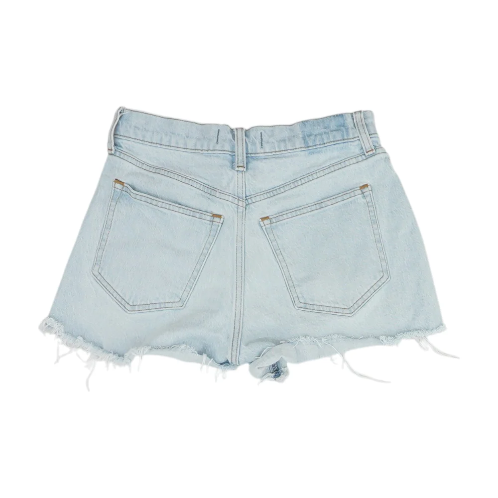 Blue Solid Denim Shorts - Image 2