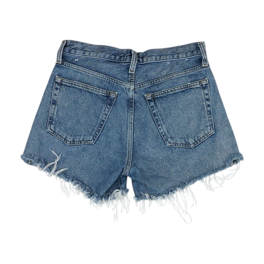 Blue Solid Denim Shorts - Image 2