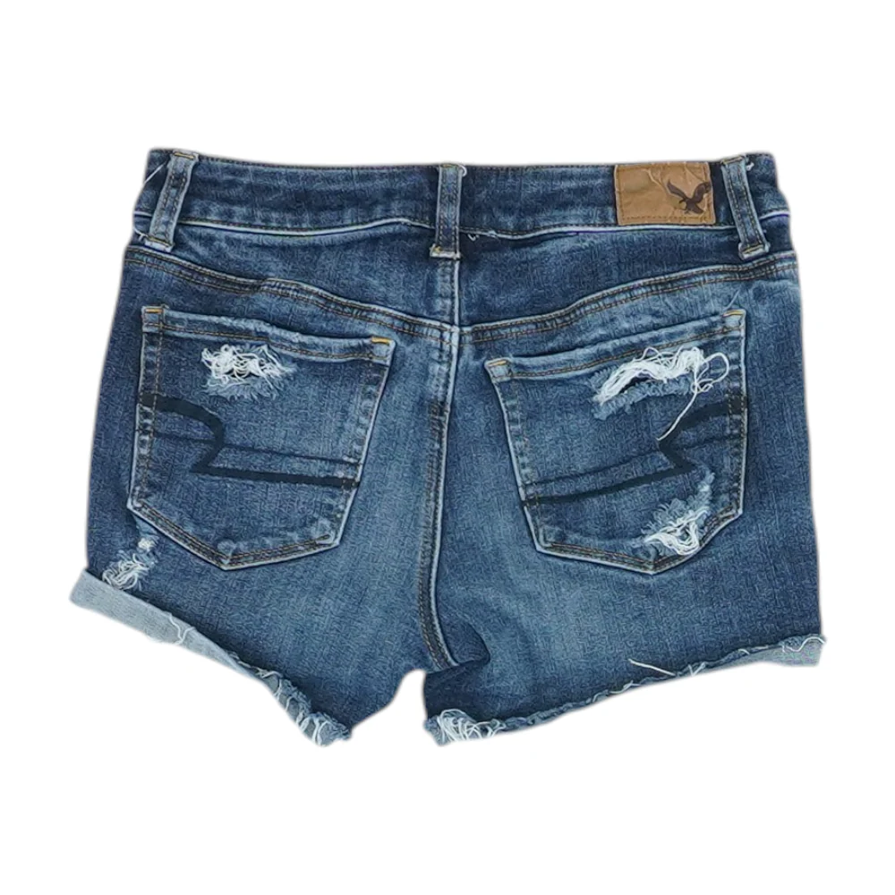 Blue Solid Denim Shorts - Image 2