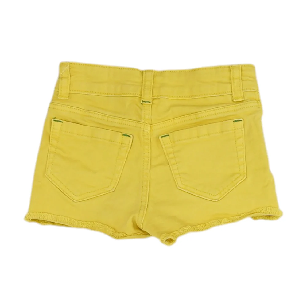 Yellow Solid Denim Shorts - Image 2