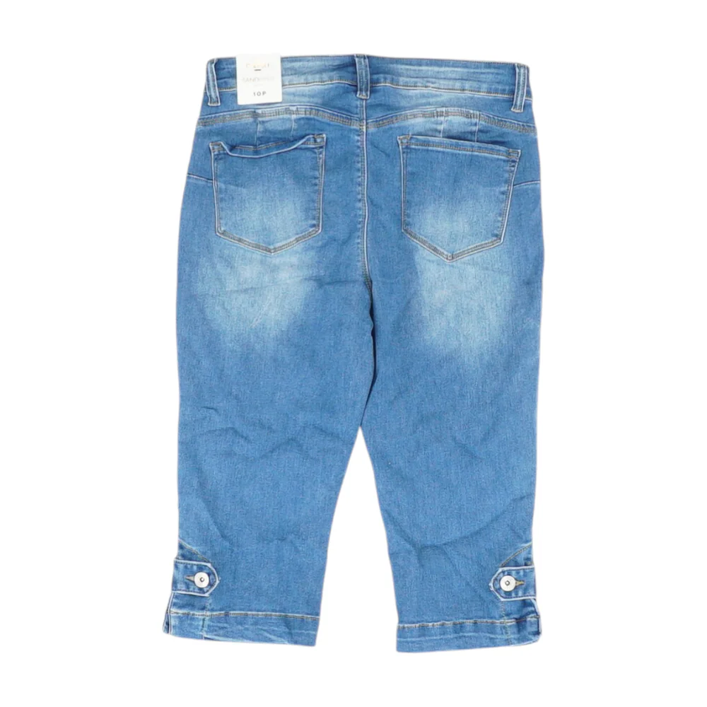 Blue Solid Denim Capris - Image 2