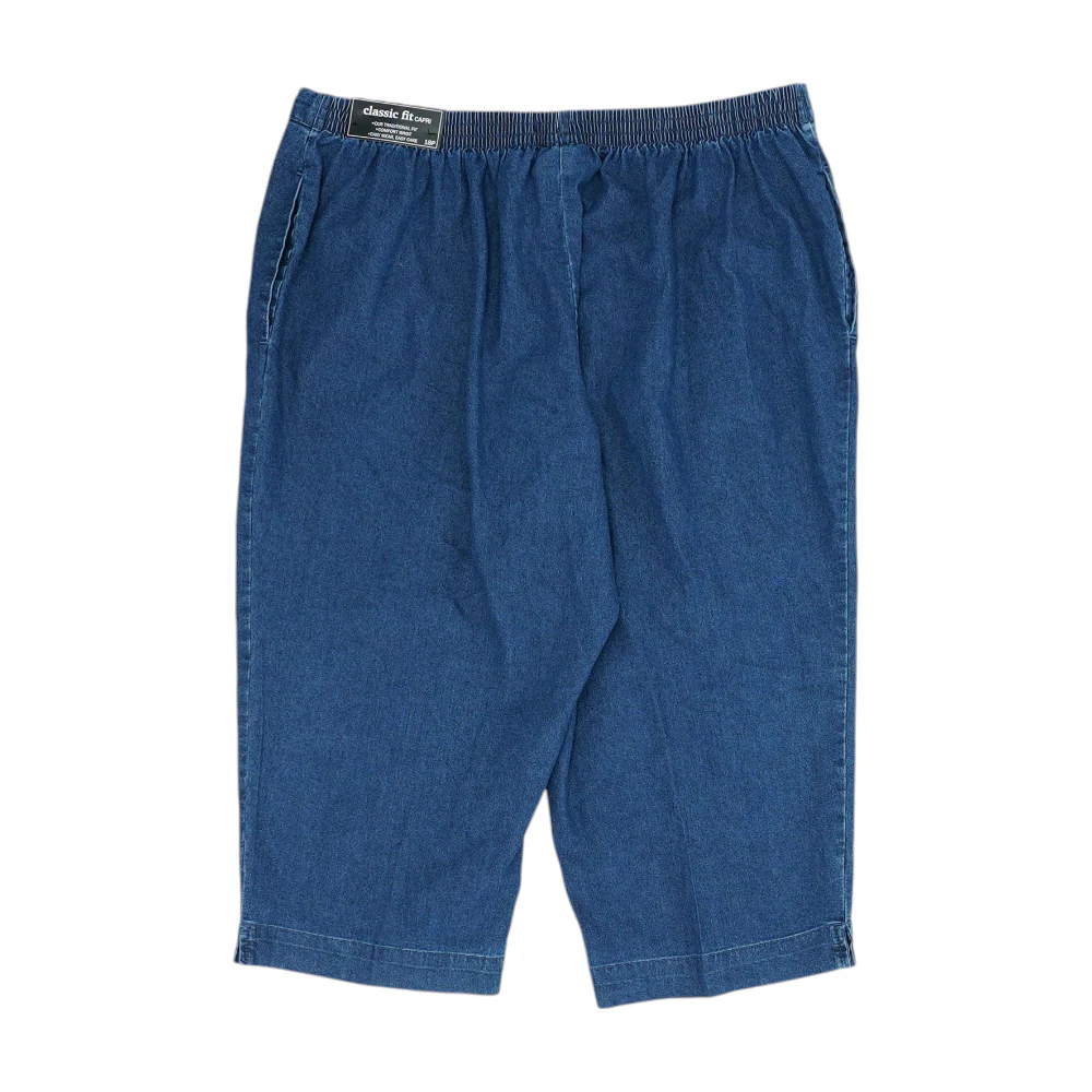 Blue Solid Denim Capris - Image 2