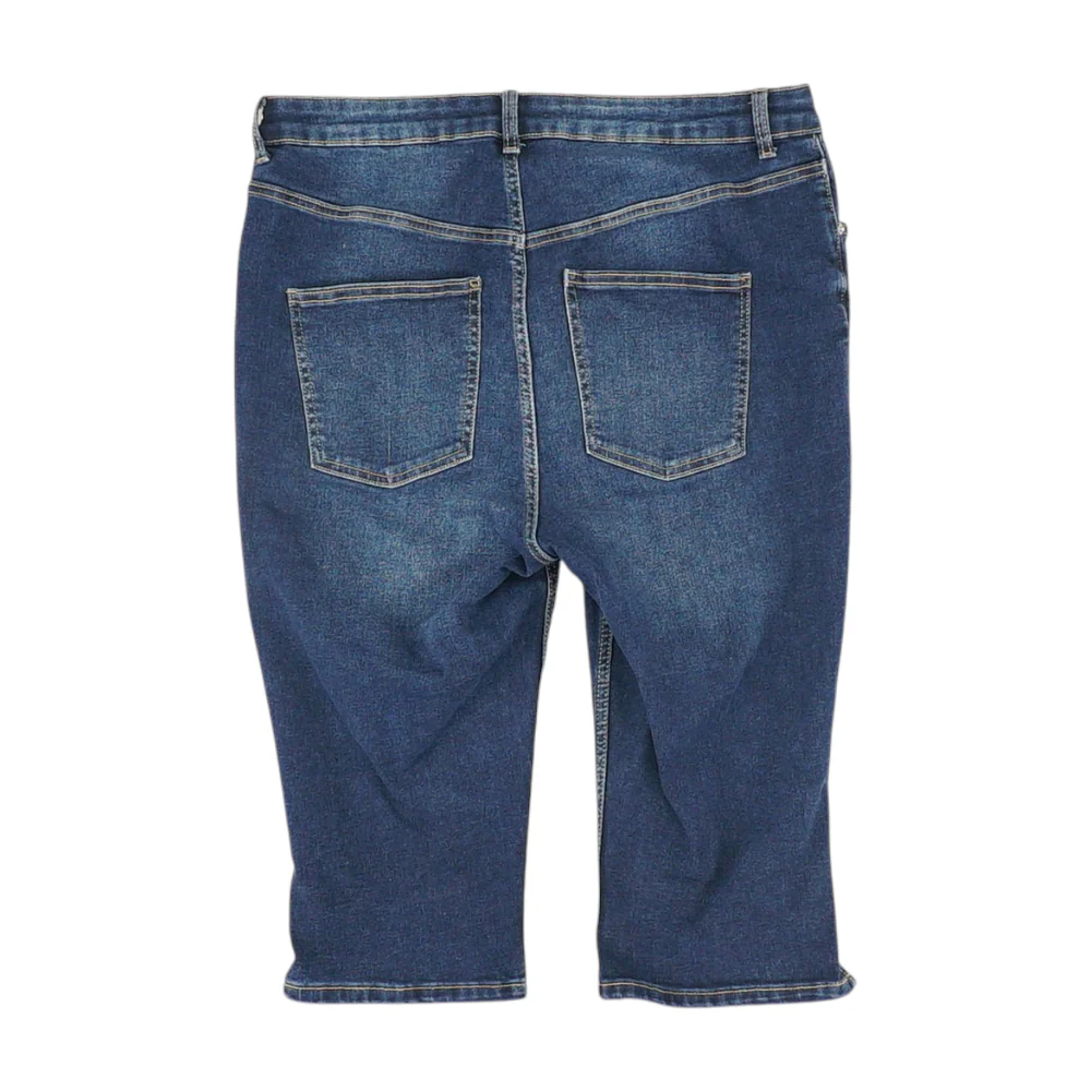 Navy Solid Denim Capris - Image 2